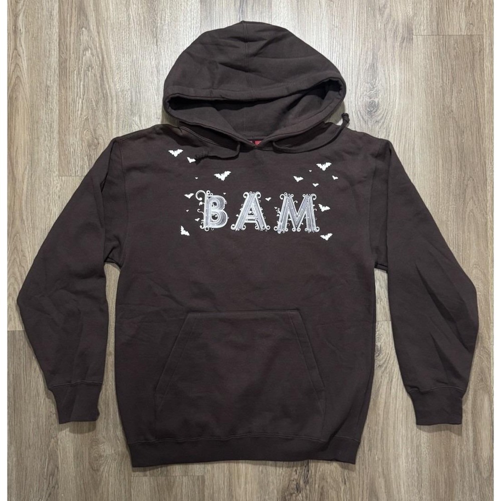 Y2K Element BAM‎ Bats Logo Skateboarding Brown Hoodie Size S